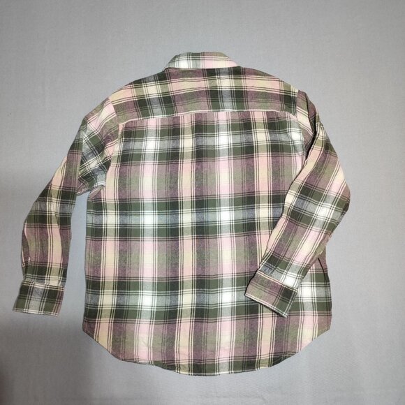 Old Navy flannel shirt women's size M pink white grey The Boyfriend Shirt - Picture 3 of 9